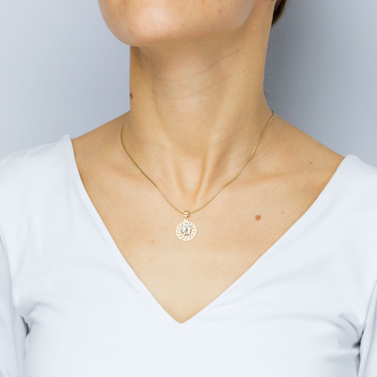 Zawieszka ze złota bliźnięta z wzorem greckim