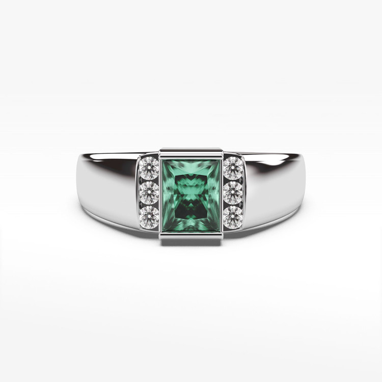 Pierścionek ze złota z zieloną cyrkonią