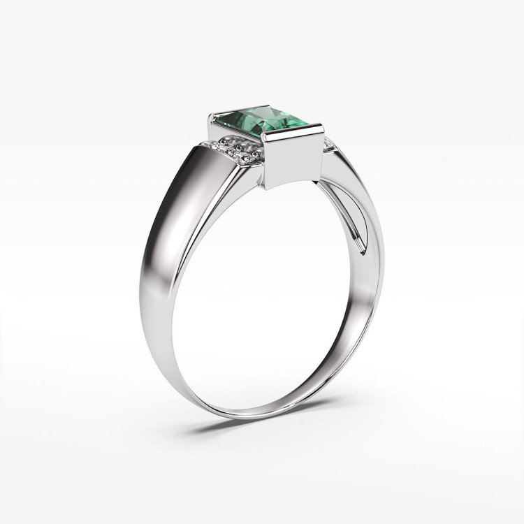 Pierścionek ze złota z zieloną cyrkonią