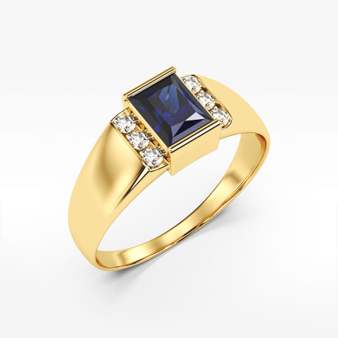 Pierścionek ze złota z niebieską cyrkonią