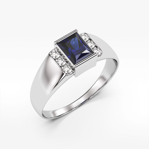 Pierścionek ze złota z niebieską cyrkonią