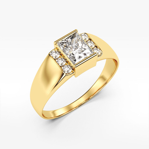 Pierścionek ze złota z białą cyrkonią