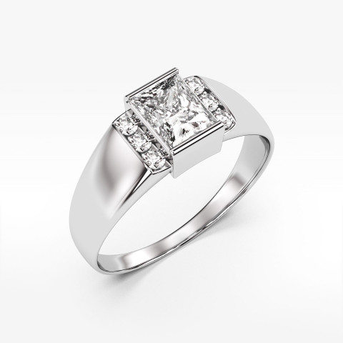 Pierścionek ze złota z białą cyrkonią