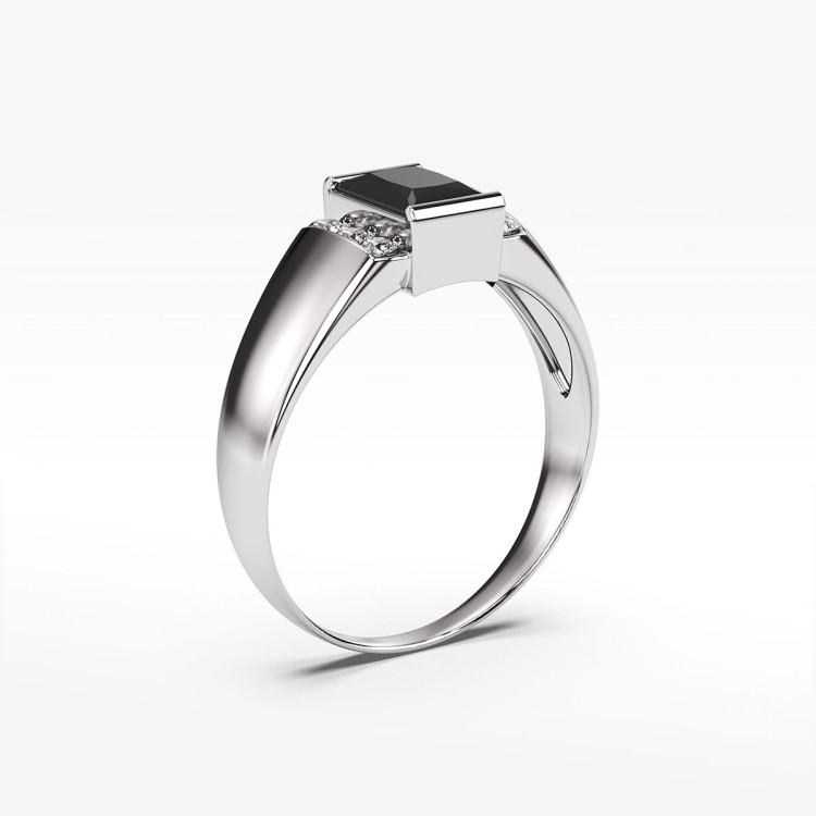 Pierścionek ze złota z czarną cyrkonią