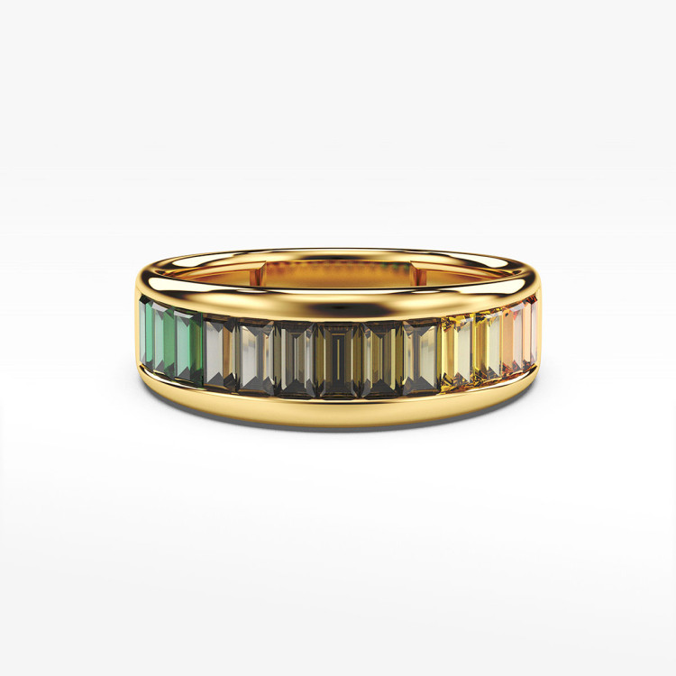 Pierścionek ze złota z kolorowymi cyrkoniami