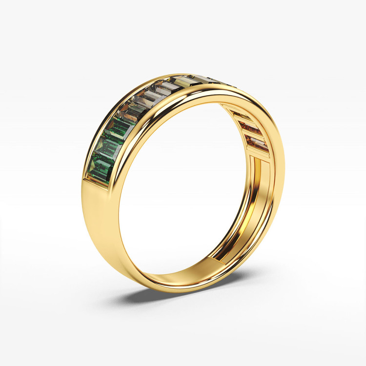 Pierścionek ze złota z kolorowymi cyrkoniami