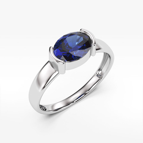 Pierścionek ze złota z niebieską cyrkonią