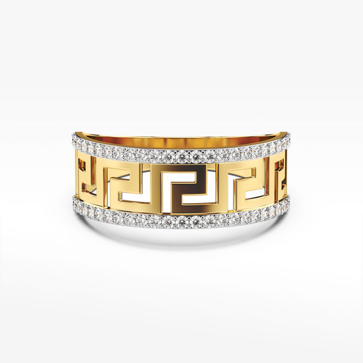 Pierścionek ze złota z cyrkoniami wzór grecki