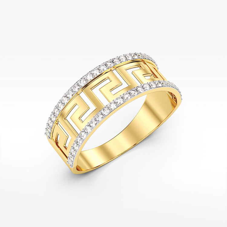 Pierścionek ze złota z cyrkoniami wzór grecki