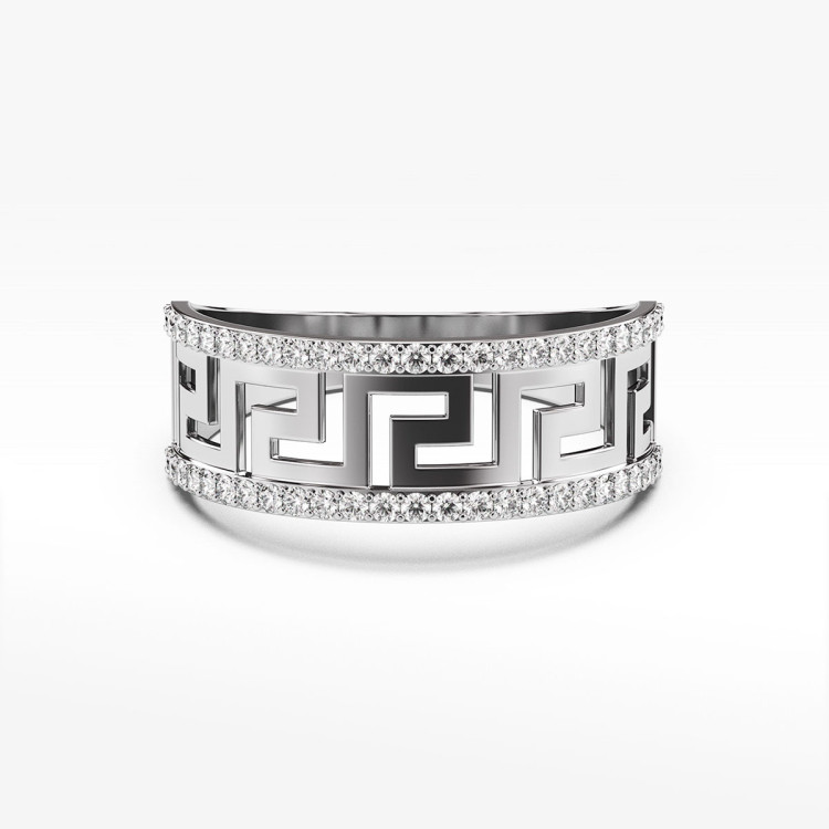 Pierścionek ze złota z cyrkoniami wzór grecki