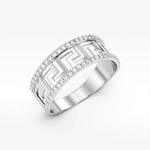 Pierścionek ze złota z cyrkoniami wzór grecki