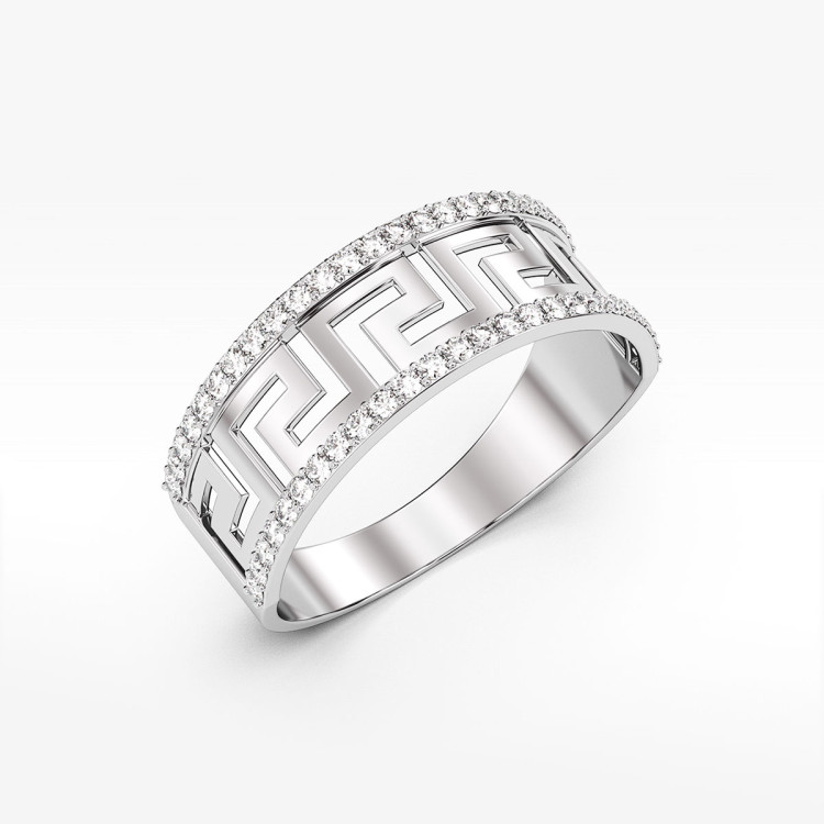 Pierścionek ze złota z cyrkoniami wzór grecki