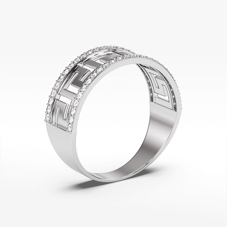 Pierścionek ze złota z cyrkoniami wzór grecki