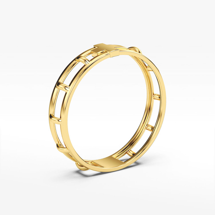 Pierścionek ze złota różaniec z krzyżykiem