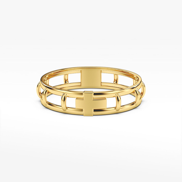 Pierścionek ze złota różaniec z krzyżykiem