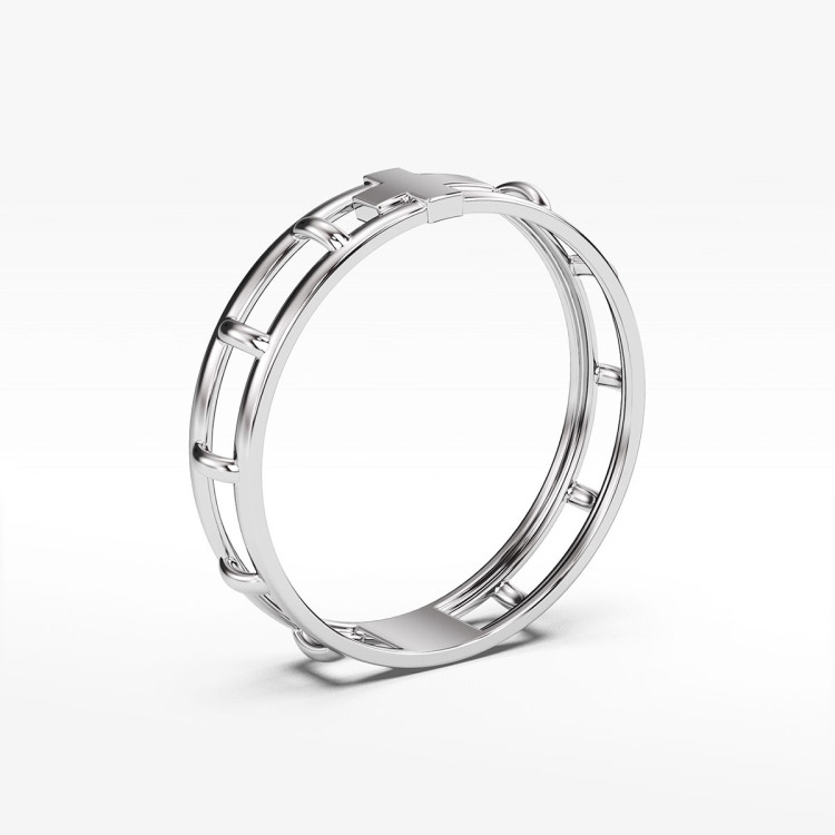 Pierścionek ze złota różaniec z krzyżykiem