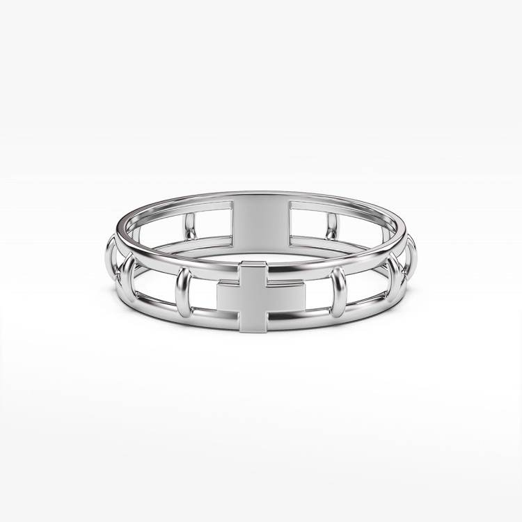 Pierścionek ze złota różaniec z krzyżykiem