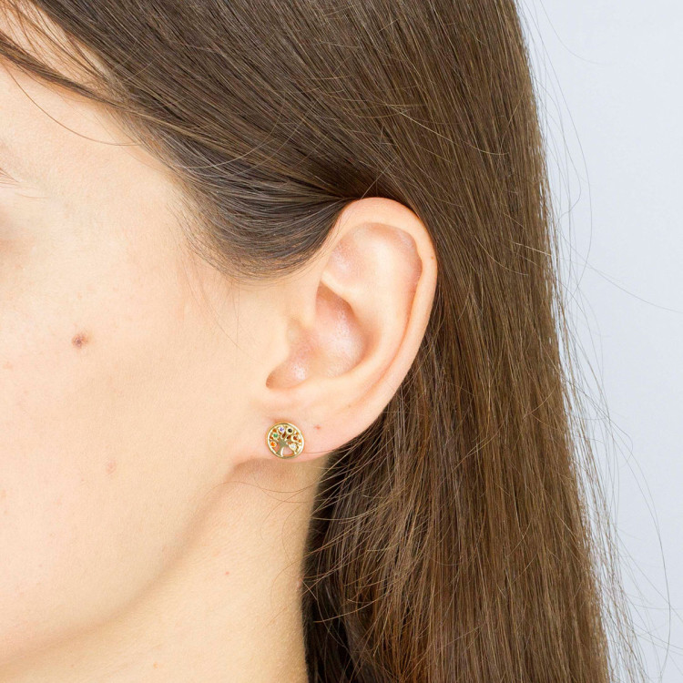 Kolczyki ze złota drzewko szczęścia z cyrkoniami