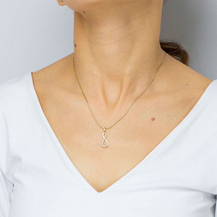 Zawieszka ze złota nieskończoność z cyrkoniami