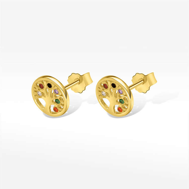 Kolczyki ze złota drzewko szczęścia z cyrkoniami