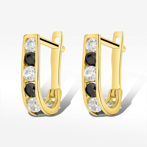 Kolczyki ze złota z białymi i czarnymi cyrkoniami