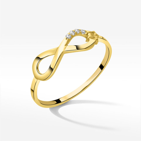 Pierścionek ze złota nieskończoność z cyrkoniami