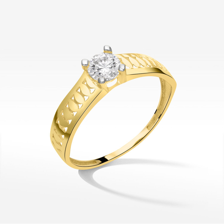 Pierścionek ze złota z cyrkonią