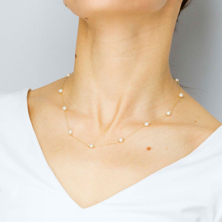 Naszyjnik ze złota 42-45cm perły