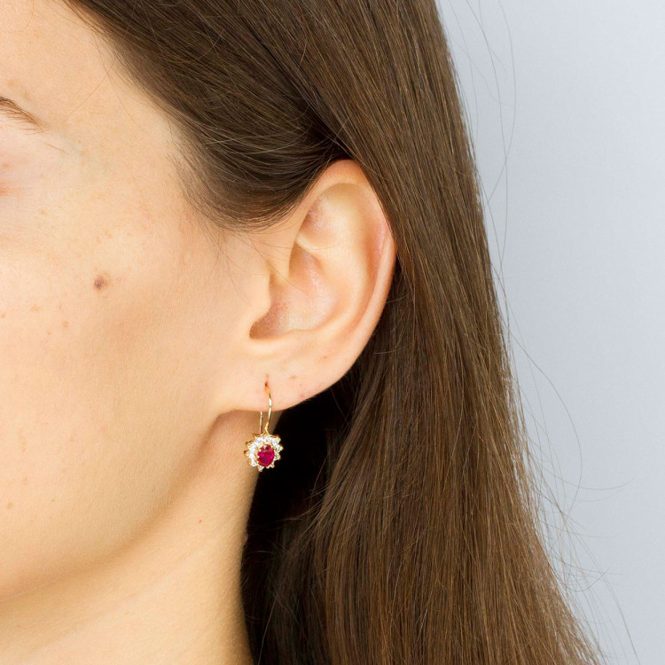 Kolczyki ze złota z różową i białymi cyrkoniami