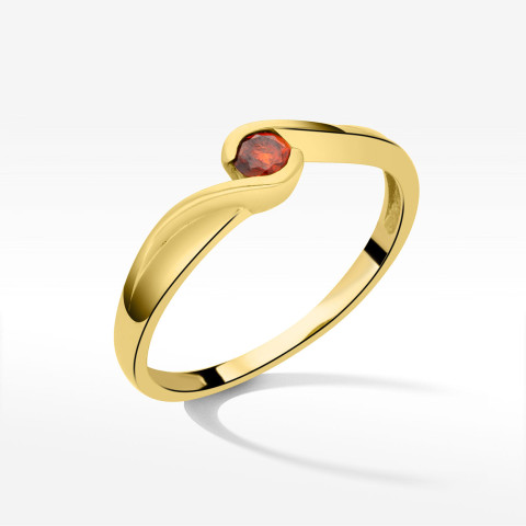 Pierścionek ze złota z czerwoną cyrkonią