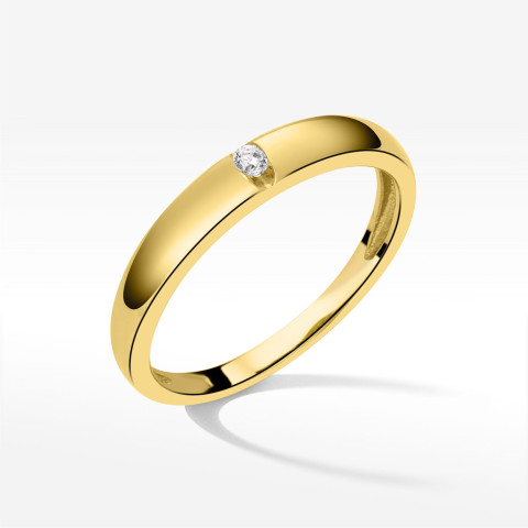 Pierścionek ze złota z białą cyrkonią