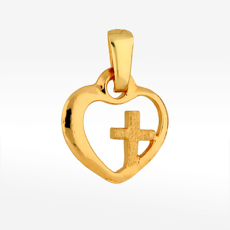 Zawieszka ze złota serce z krzyżykiem