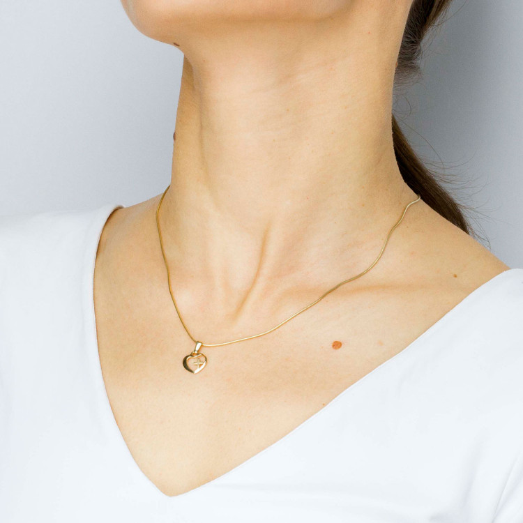 Zawieszka ze złota serce z krzyżykiem