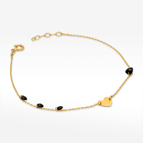 Bransoletka ze złota z sercem i koralikami