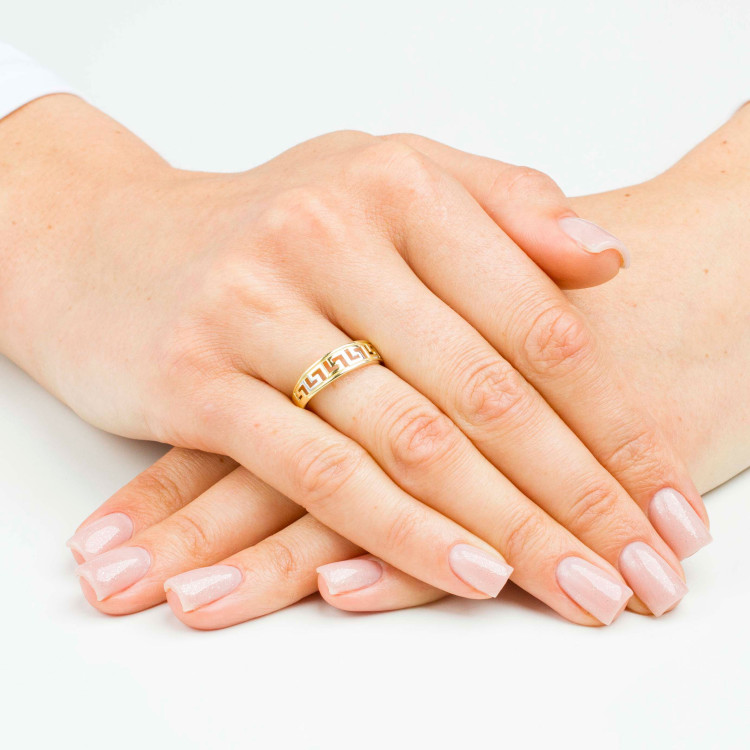 Pierścionek ze złota z wzorem greckim