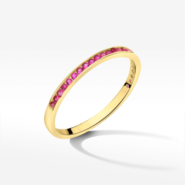 Pierścionek ze złota z różowymi cyrkoniami