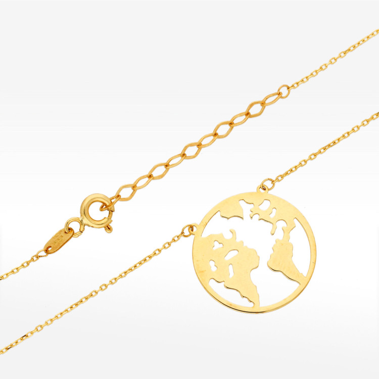 Naszyjnik ze złota 42-46cm mapa świata