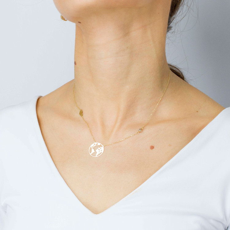 Naszyjnik ze złota 42-46cm mapa świata