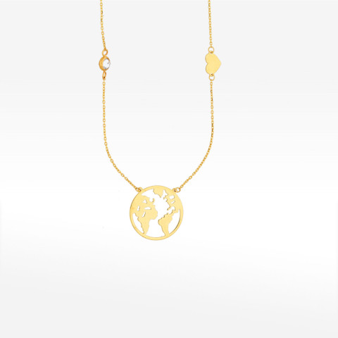 Naszyjnik ze złota 42-46cm mapa świata