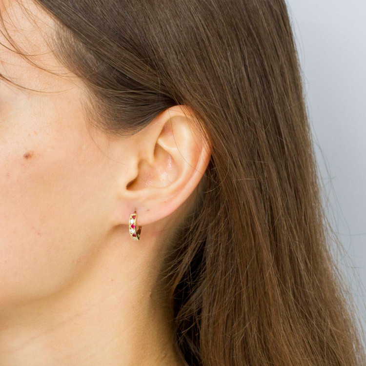 Kolczyki ze złota z różowymi i białymi cyrkoniami