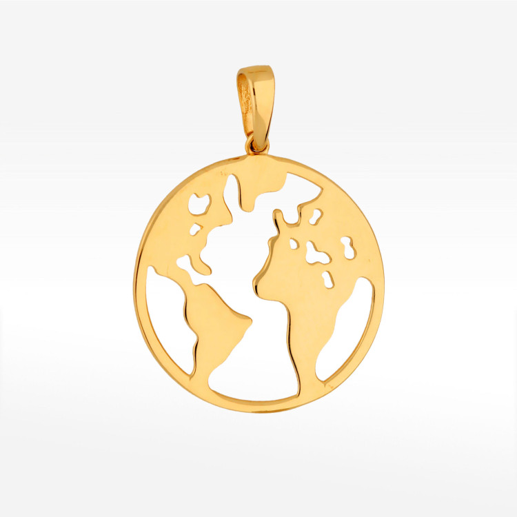 Zawieszka ze złota mapa świat