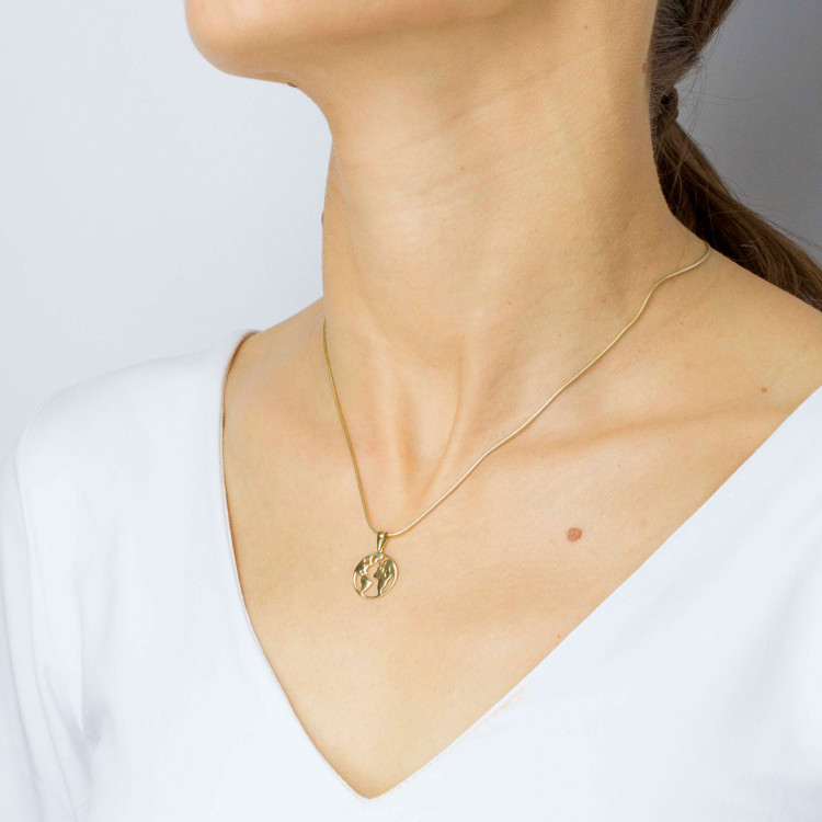 Zawieszka ze złota mapa świat