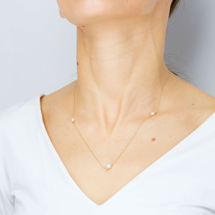 Naszyjnik ze złota 45-48cm z perłami