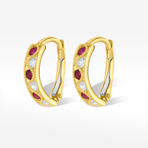 Kolczyki ze złota z różowymi i białymi cyrkoniami