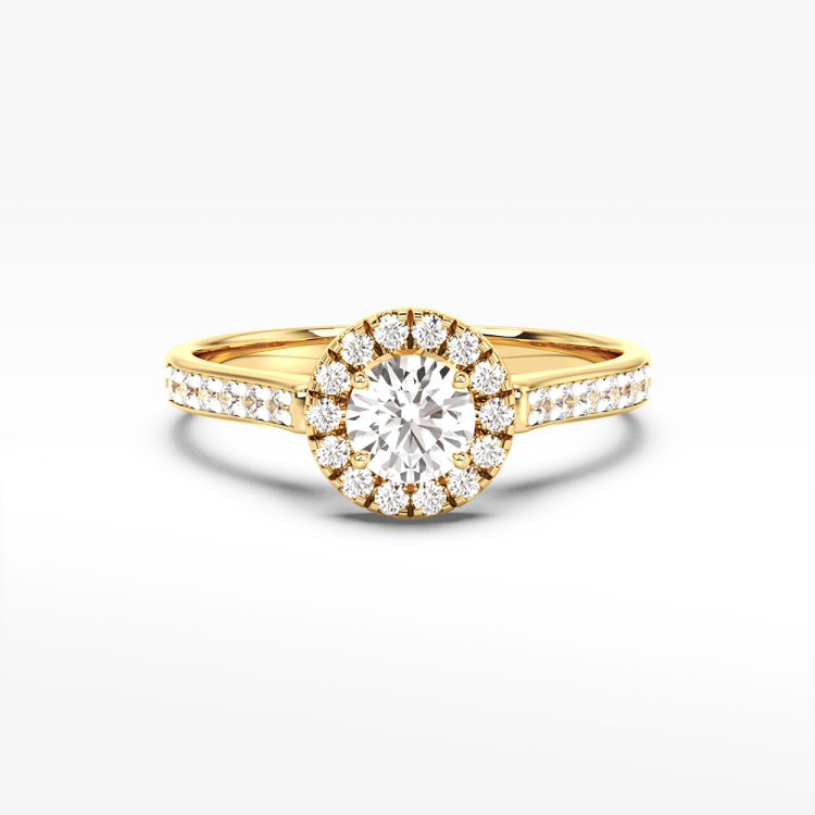 Pierścionek ze złota z białym szafirem i diamentami