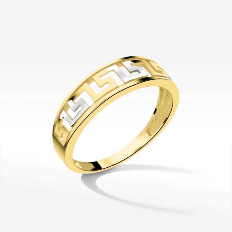 Pierścionek ze złota z wzorem greckim