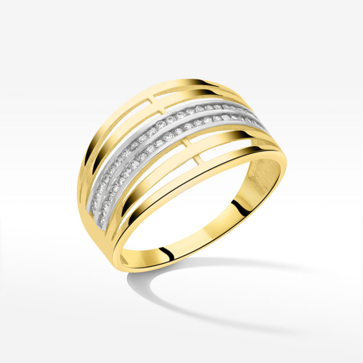 Pierścionek ze złota z białymi cyrkoniami