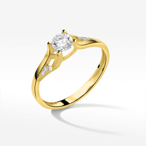 Pierścionek ze złota z białymi cyrkoniami