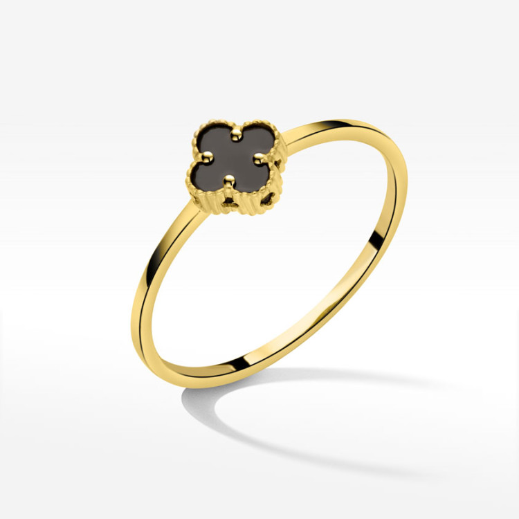 Pierścionek ze złota z onyksem