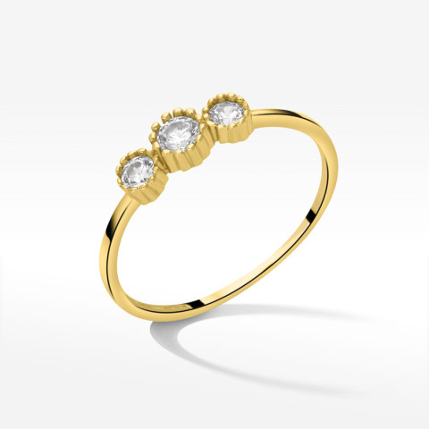 Pierścionek ze złota z białymi cyrkoniami